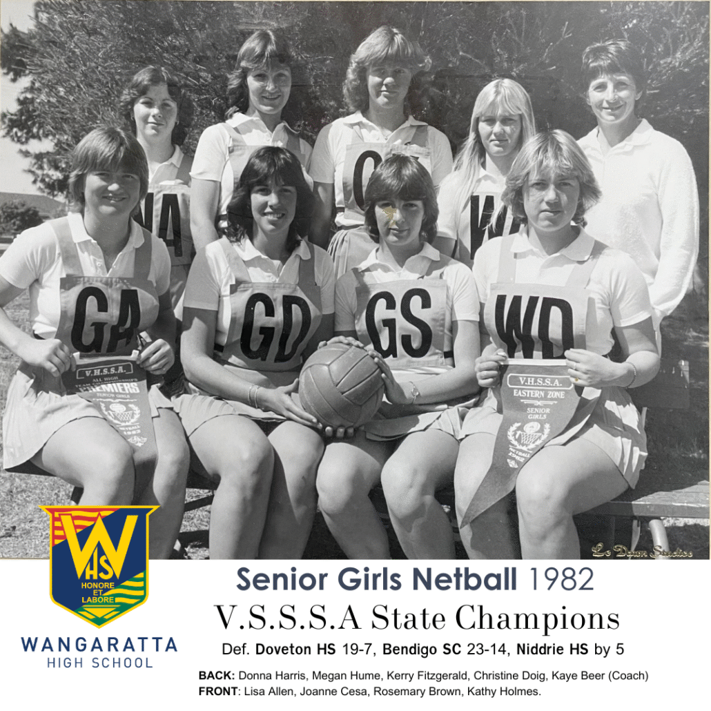 1982 Senior Girls Netball State Champions Wangaratta High School