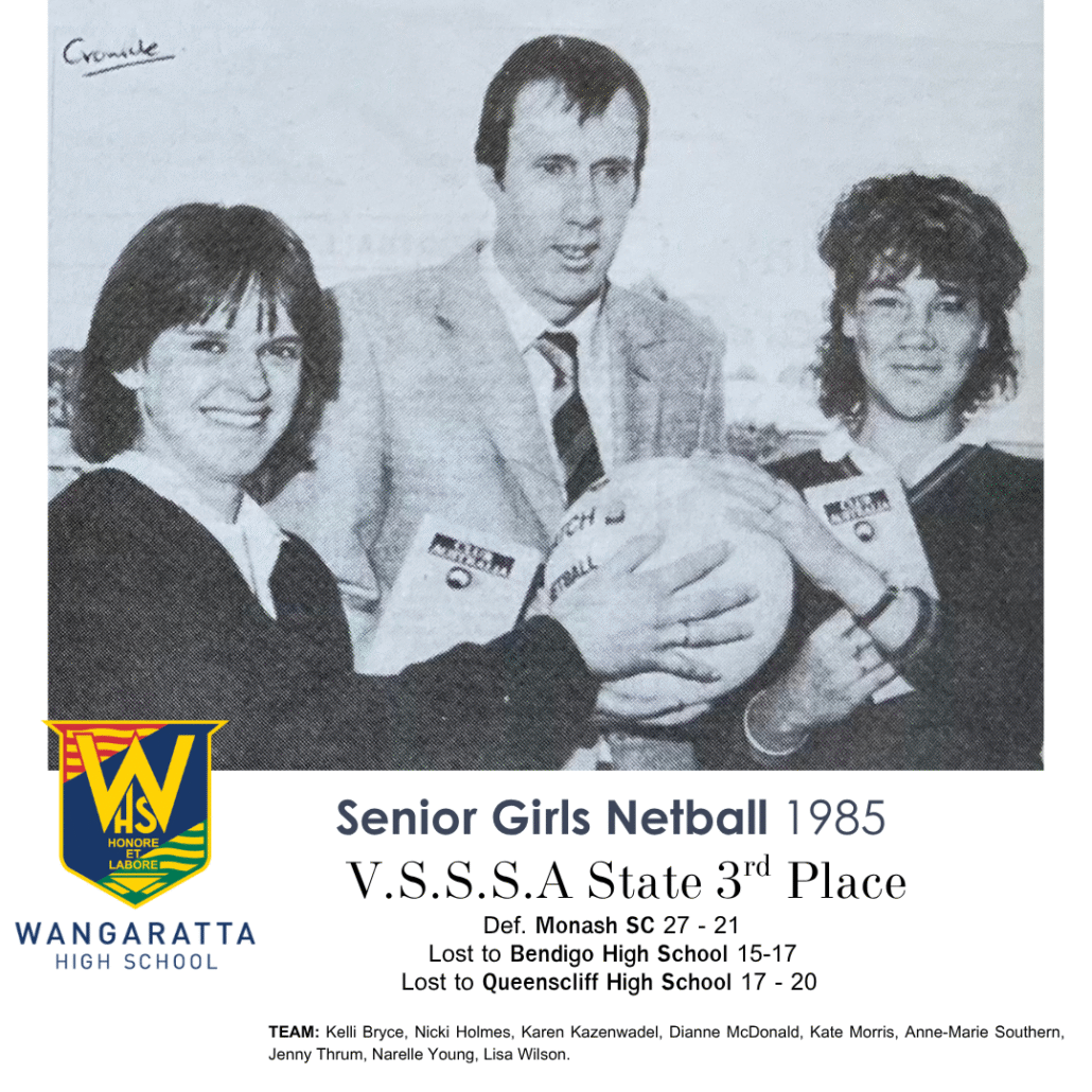 1989 Interrmediate Girls Netball Wangaratta High School State 3rd Place