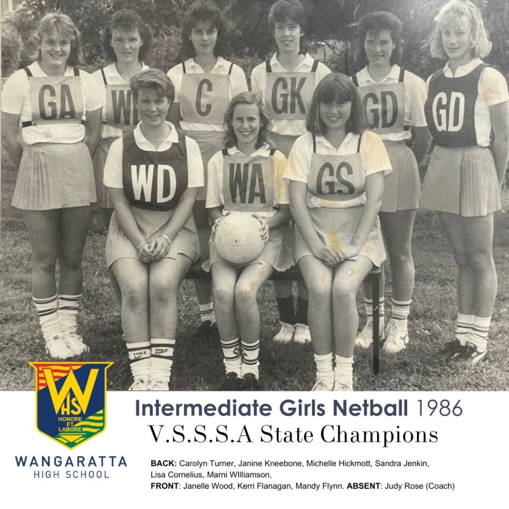 1986 Intermediate Girls Netball State Champions Wangaratta High School