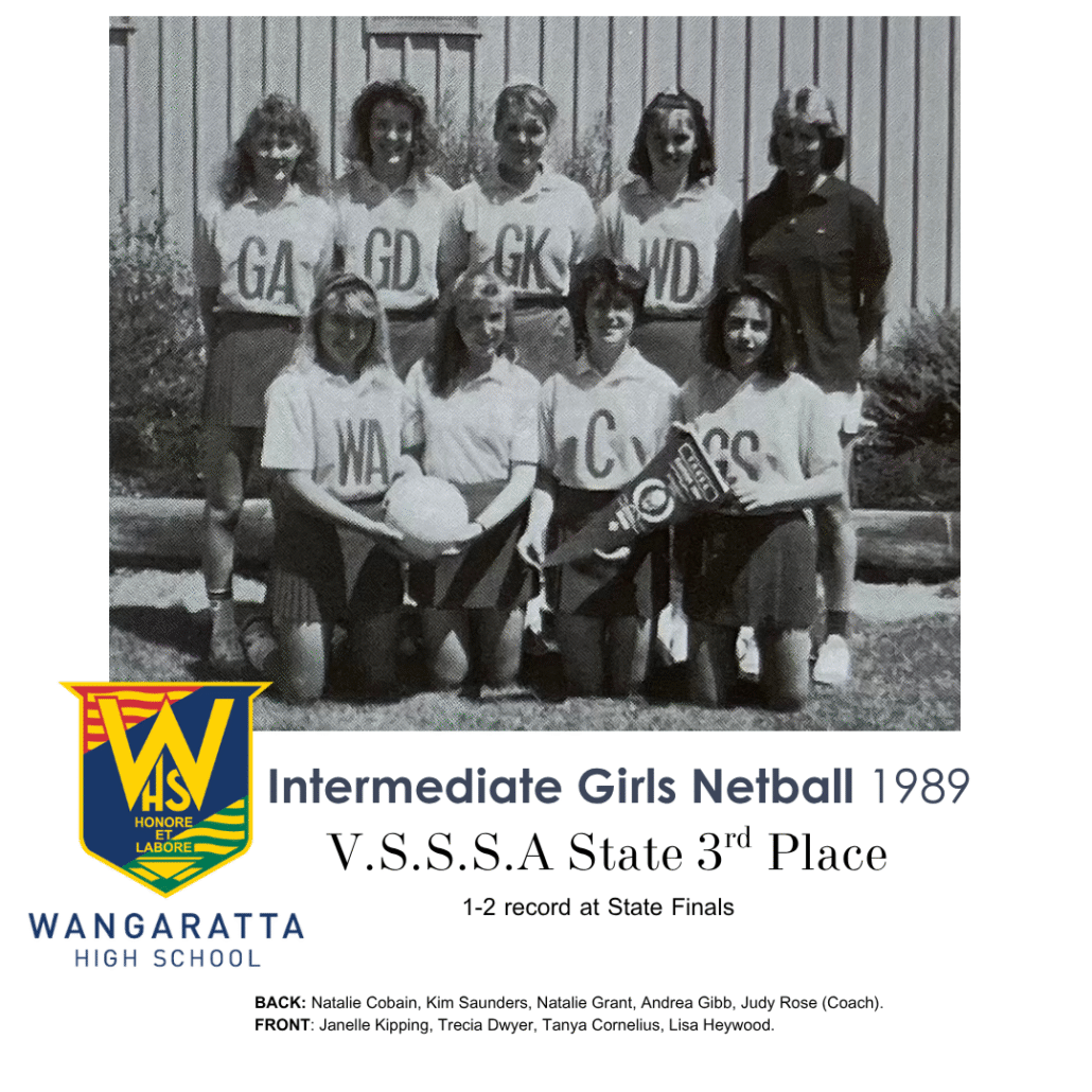 1989 Inter Girls Netball Wangaratta High School State 3rd Place