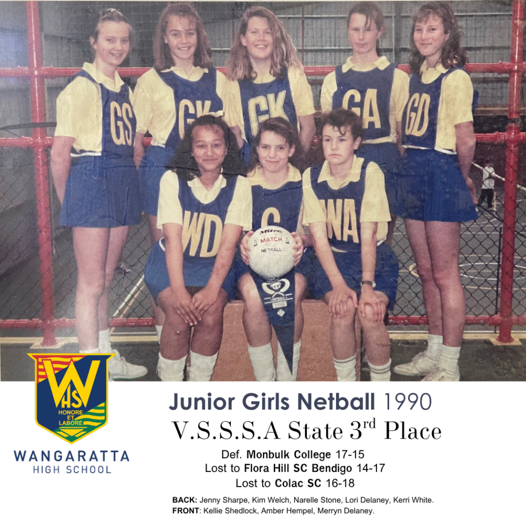 1991 Senior Girls Netball Wangaratta High School State 3rd Place