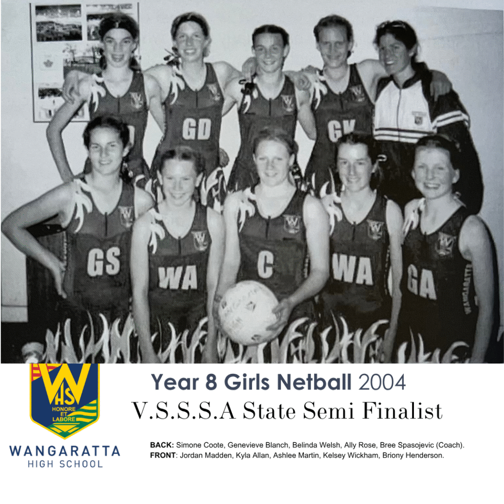 2004 Year 8 Girls Netball Wangaratta High School State Semi Finalist