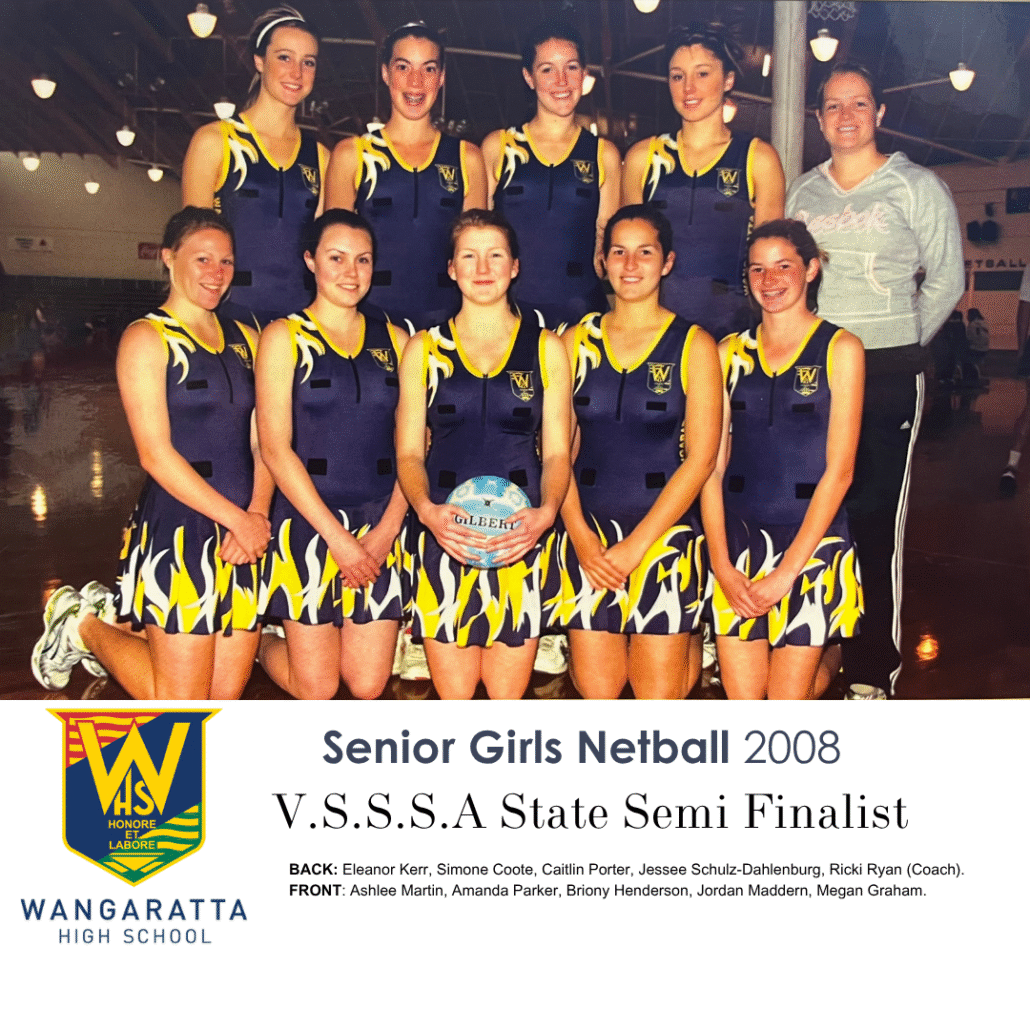 2008 Senior Girls Netball Wangaratta High School State Semi Finalist