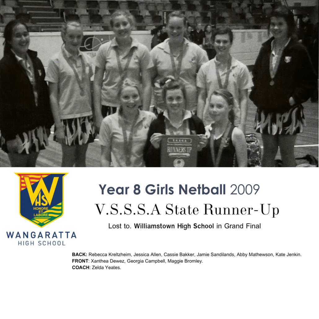 2009 Year 8 Girls Netball State Runner Up Wangaratta High School