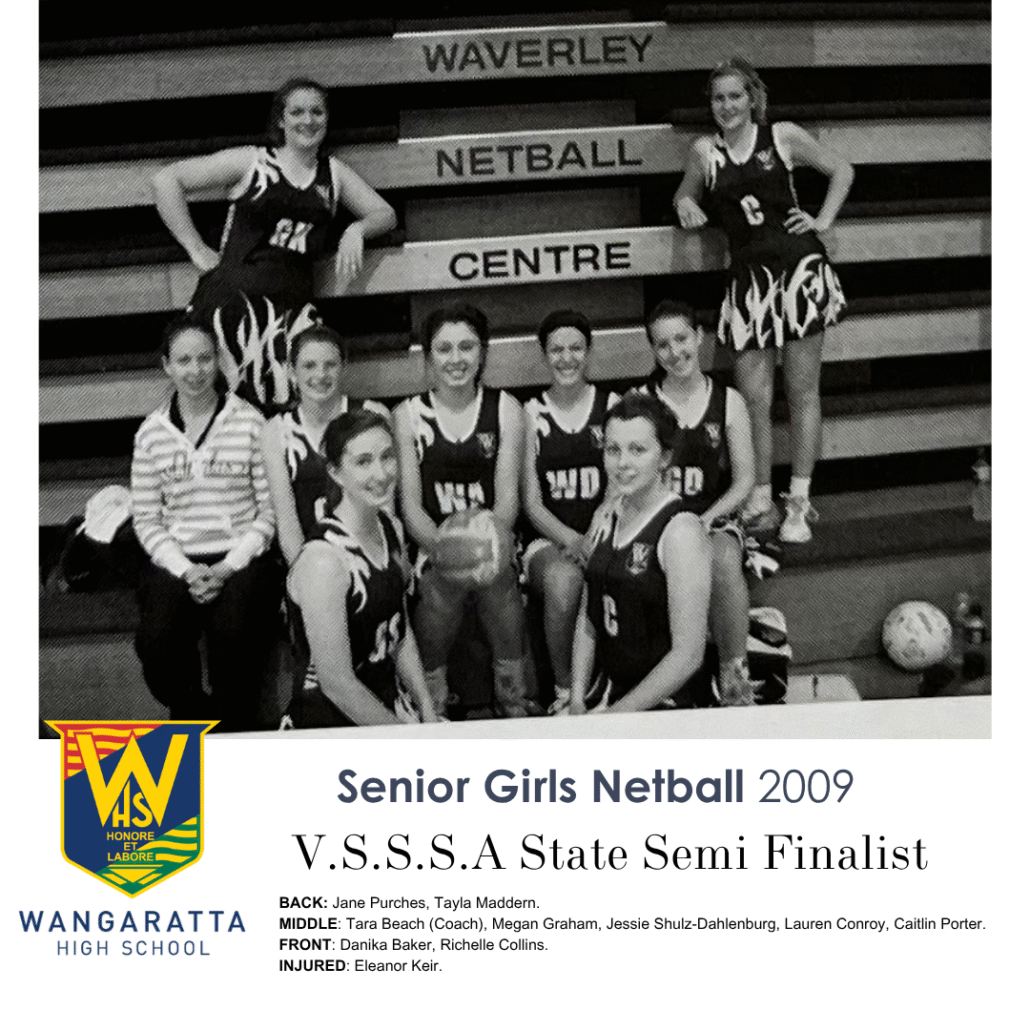2009 Senior Girls Netball Wangaratta High School State Semi Finalist